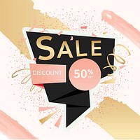 50% off shop sale discount promotion badge vector