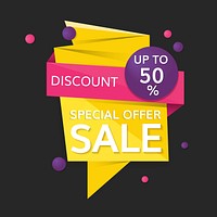 Colorful up to 50% discount off shop special offer sale promotion badge vector