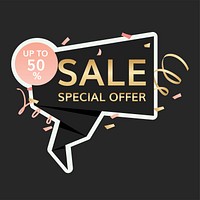 Up to 50% off shop special offer sale promotion badge vector