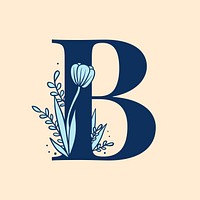 Letter B floral font typography psd