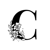 Letter C script psd floral alphabet