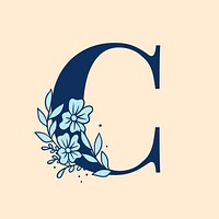Letter C floral font typography psd