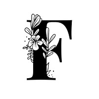 Letter F script psd floral alphabet