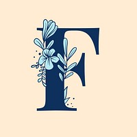 Letter F floral font typography psd