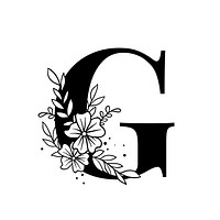 Letter G script psd floral alphabet