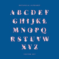 Botanical Alphabet capital letters vector set
