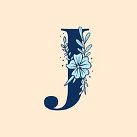 Letter J floral font typography psd