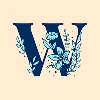 Botanical capital letter W vector