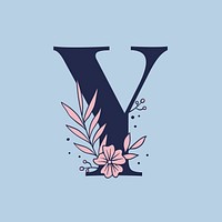 Floral letter Y psd alphabet typography