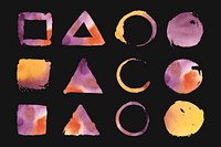 Watercolor geometric shapes vector set