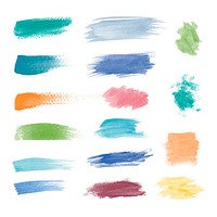 Colorful brushstroke design vector set