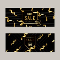 Golden sale sign vector set
