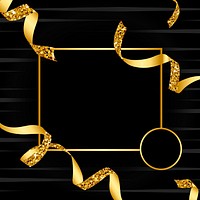 Blank golden emblem with confetti vector
