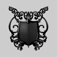 Black Baroque shield elements vector
