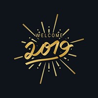 Happy new year 2019 badge vector