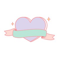Cute pastel purple heart shape emblem vector