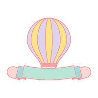 Cute pastel hot air balloon banner vector