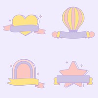 Cute pastel emblems vector set