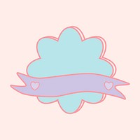 Cute pastel blue cloud emblem vector