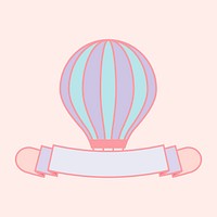 Cute pastel hot air balloon banner vector