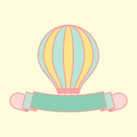 Cute pastel hot air balloon banner vector