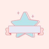 Cute pastel blue star emblem vector