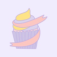 Cute pastel cupcake emblem vector