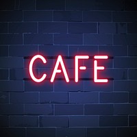 Red cafe neon sign vector