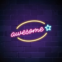 Pink awesome neon sign vector