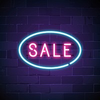 Pink sale neon sign vector