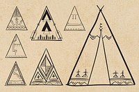 Doodle bohemian tipi psd hand drawn illustration