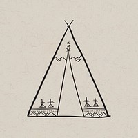 Doodle bohemian tipi symbol psd illustration