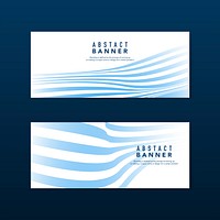 Blue and white striped abstract banner vectors