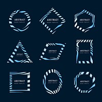 Set of blue abstract badge template vectors