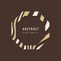Brown octagon abstract badge template vector