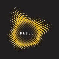 Yellow wavy halftone badge on black background vector