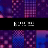 Purple and pink halftone background vector set