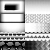 Black and white halftone background vector set