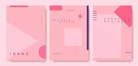 Set of minimal Memphis design start-up poster vector