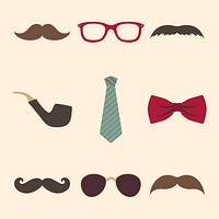 Male photo booth props vector