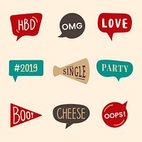 Word expressions set for party photo booth props vector