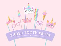 Cute unicorn photo booth party props vector