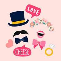 Wedding photo booth props for woman and man vector
