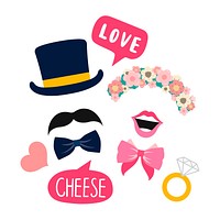 Wedding booth props for woman and man vector