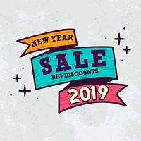 New year 2019 sale emblem vector