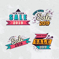 2019 new year sale badge vector set