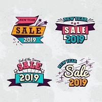 2019 new year sale badge vector set