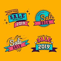 2019 new year sale badge vector set