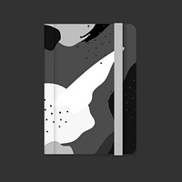 Black and white Memphis design notebook cover vector