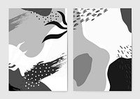 Black and white Memphis style backgrounds vector set